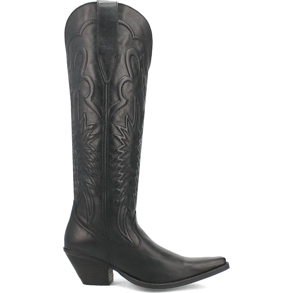 Dingo Raisin Kane Black Embossed Zipper and Snip Toe Leather Boots