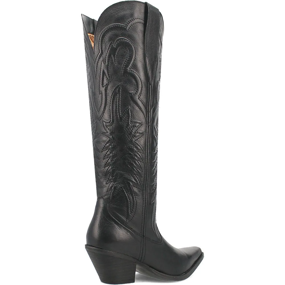 Dingo Raisin Kane Black Embossed Zipper and Snip Toe Leather Boots