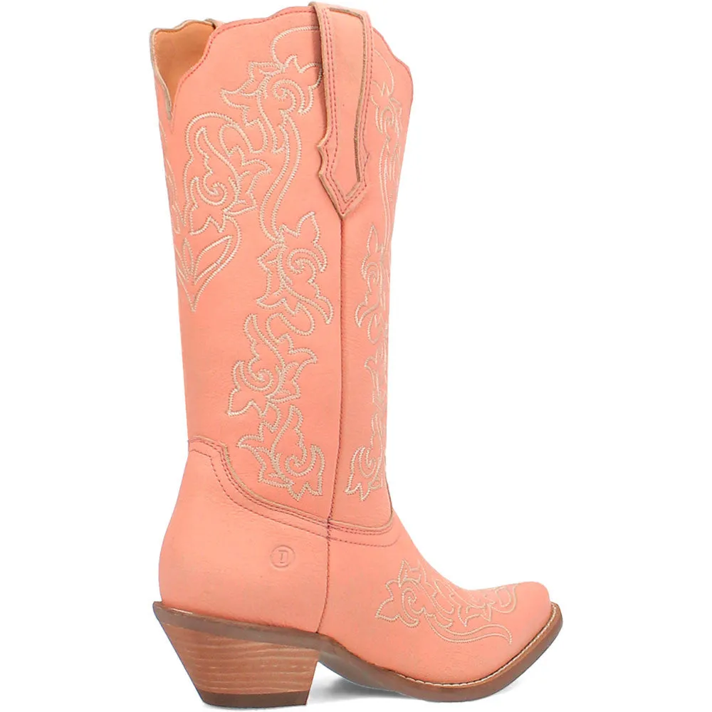 Dingo's Flirty N' Fun Peach Almond Toe Leather Boots