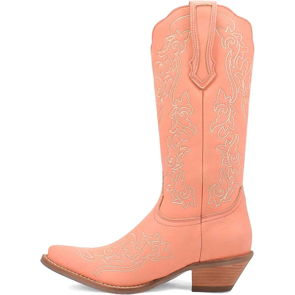 Dingo's Flirty N' Fun Peach Almond Toe Leather Boots