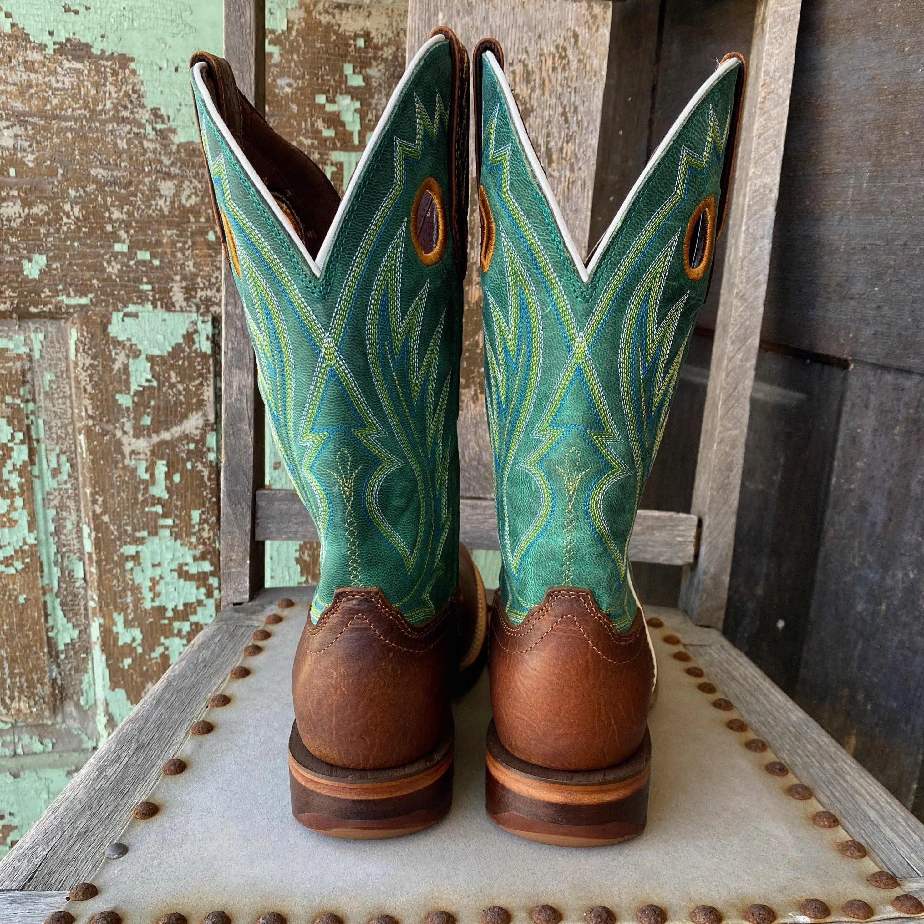 Durango Men's Arena Pro XRT Golden Brown And Turquoise Square Toe Cowboy Boots DDB0308