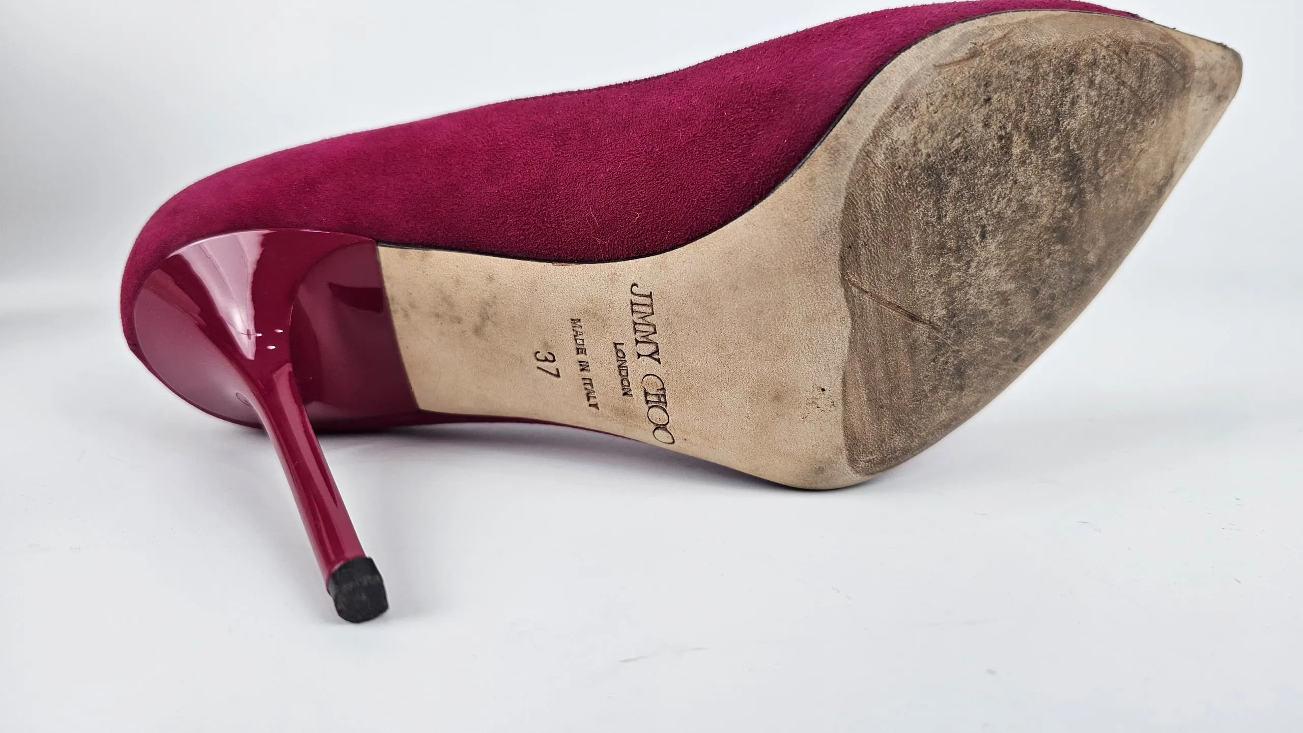 Elaphe Captoe Suede Pumps in Raspberry