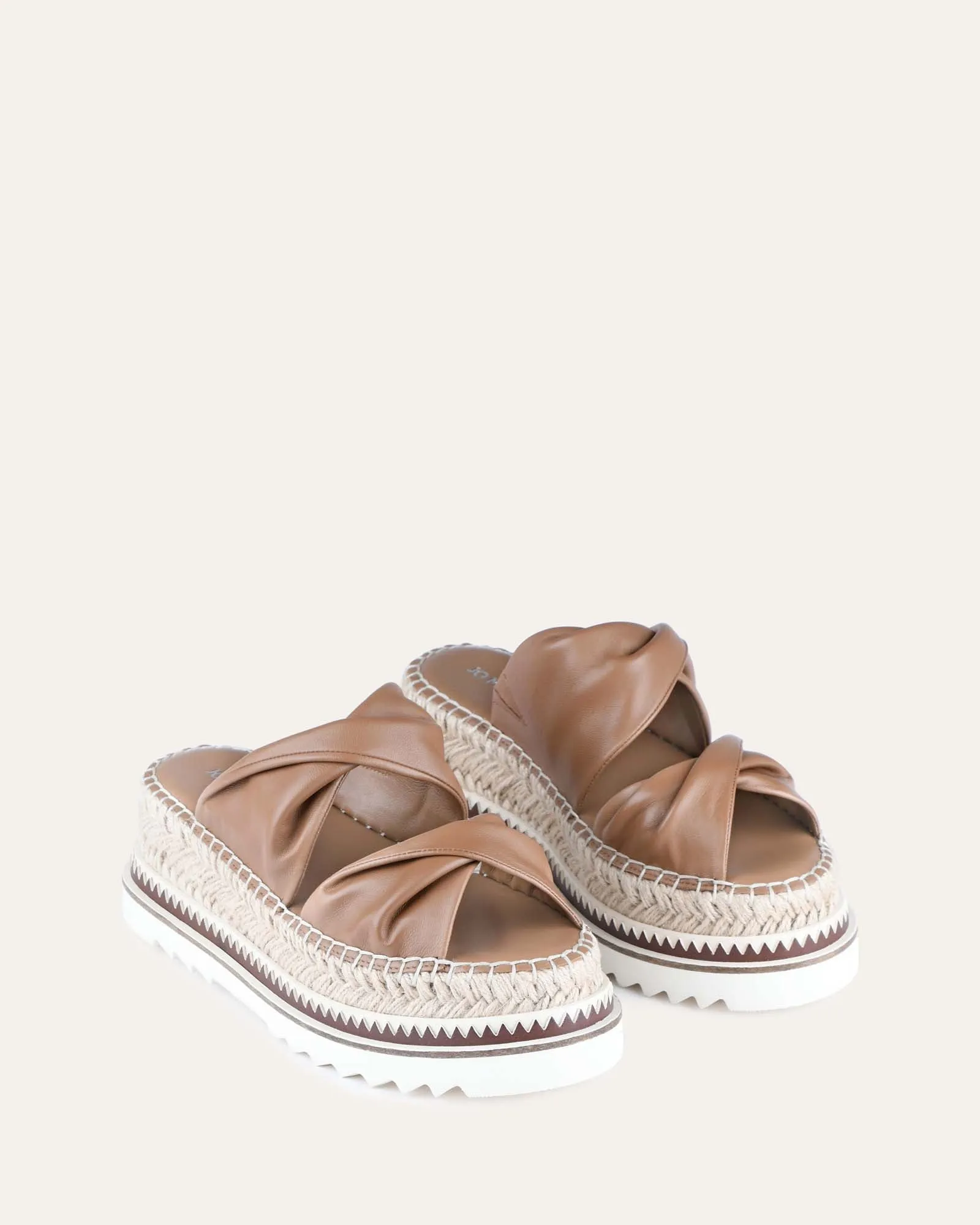 ELENA ESPADRILLE SLIDES TAN LEATHER