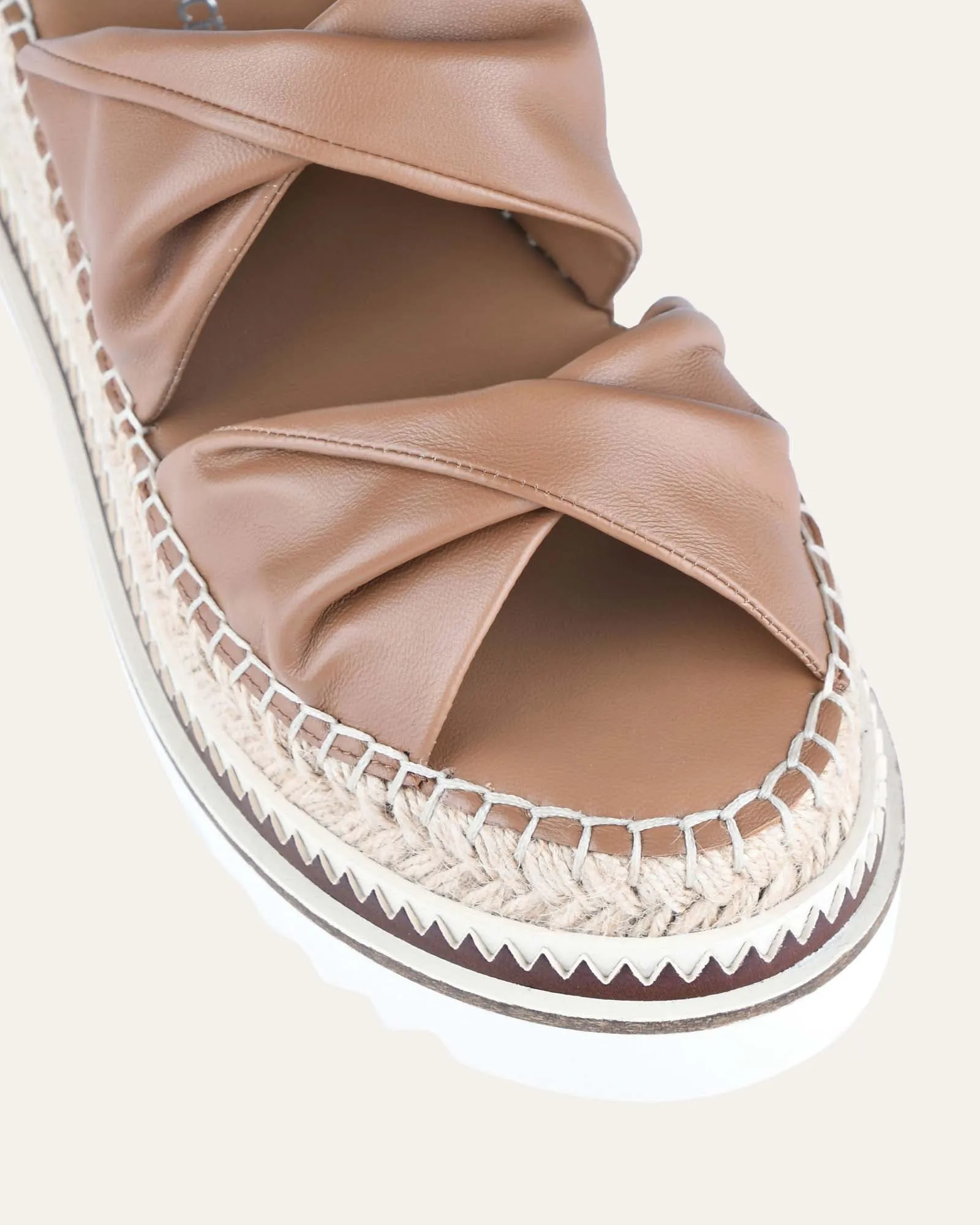 ELENA ESPADRILLE SLIDES TAN LEATHER