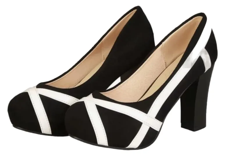 Fashion Black and White Stripes Women's High Heels