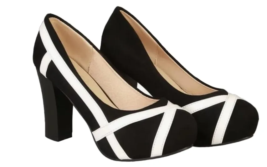 Fashion Black and White Stripes Women's High Heels