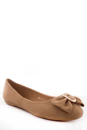 Faux Leather Bow Ballet Pumps