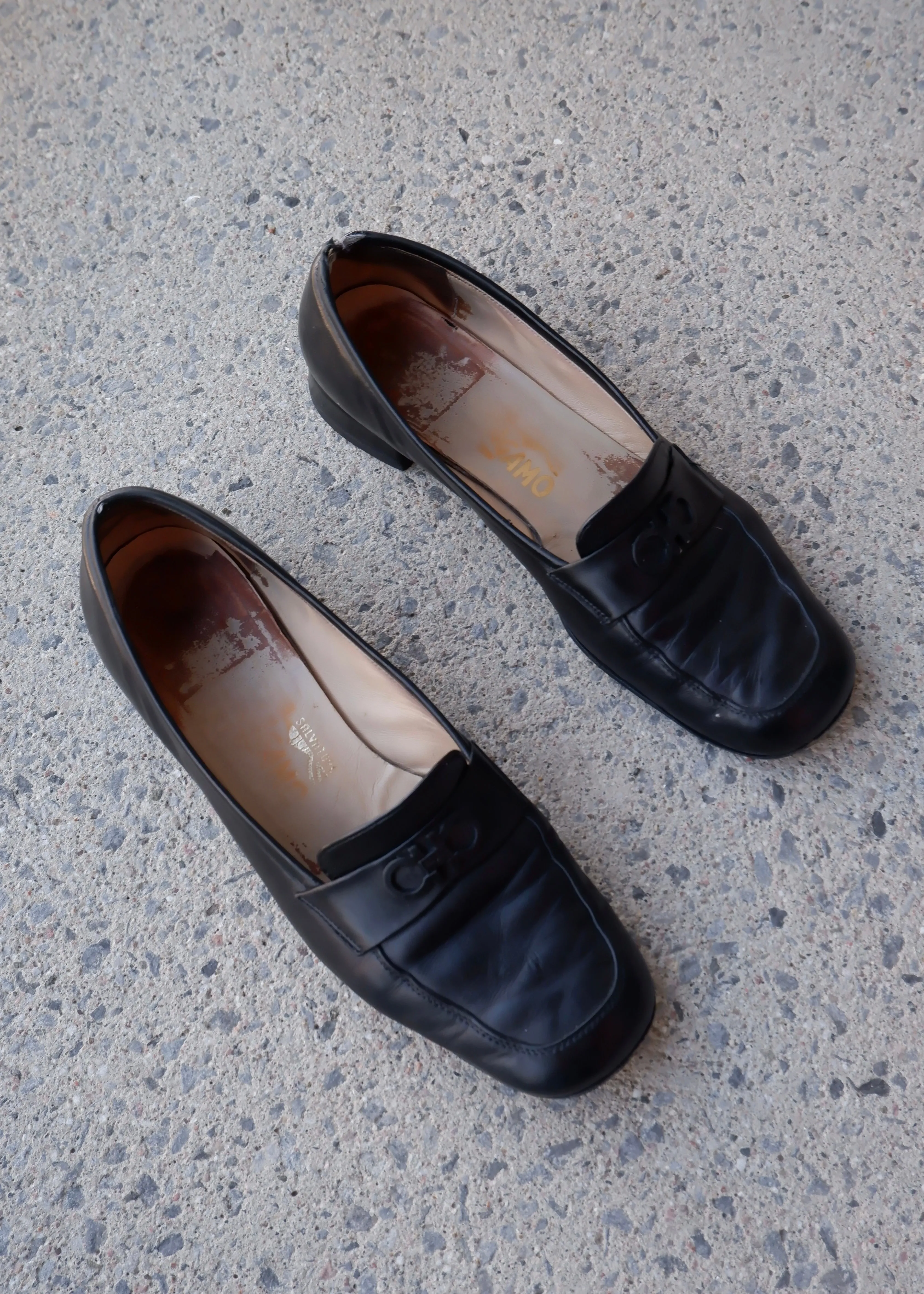 Ferragamo Classic Black Leather Loafers - 6.5