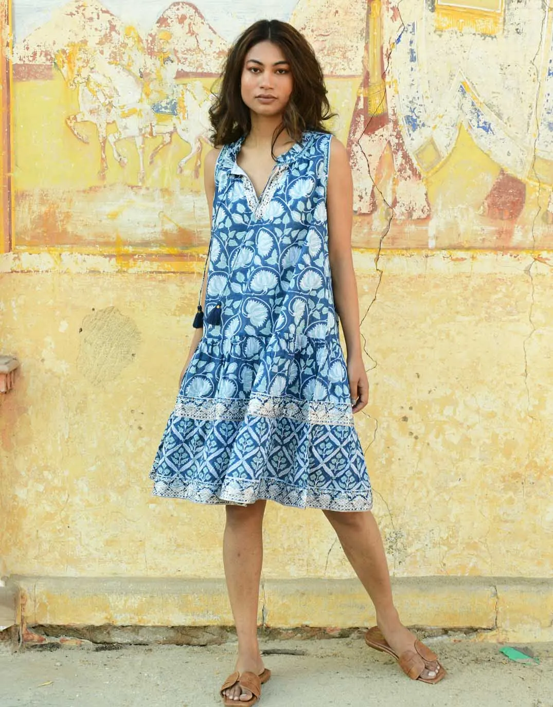 Fleur Sundress - Navy Sea