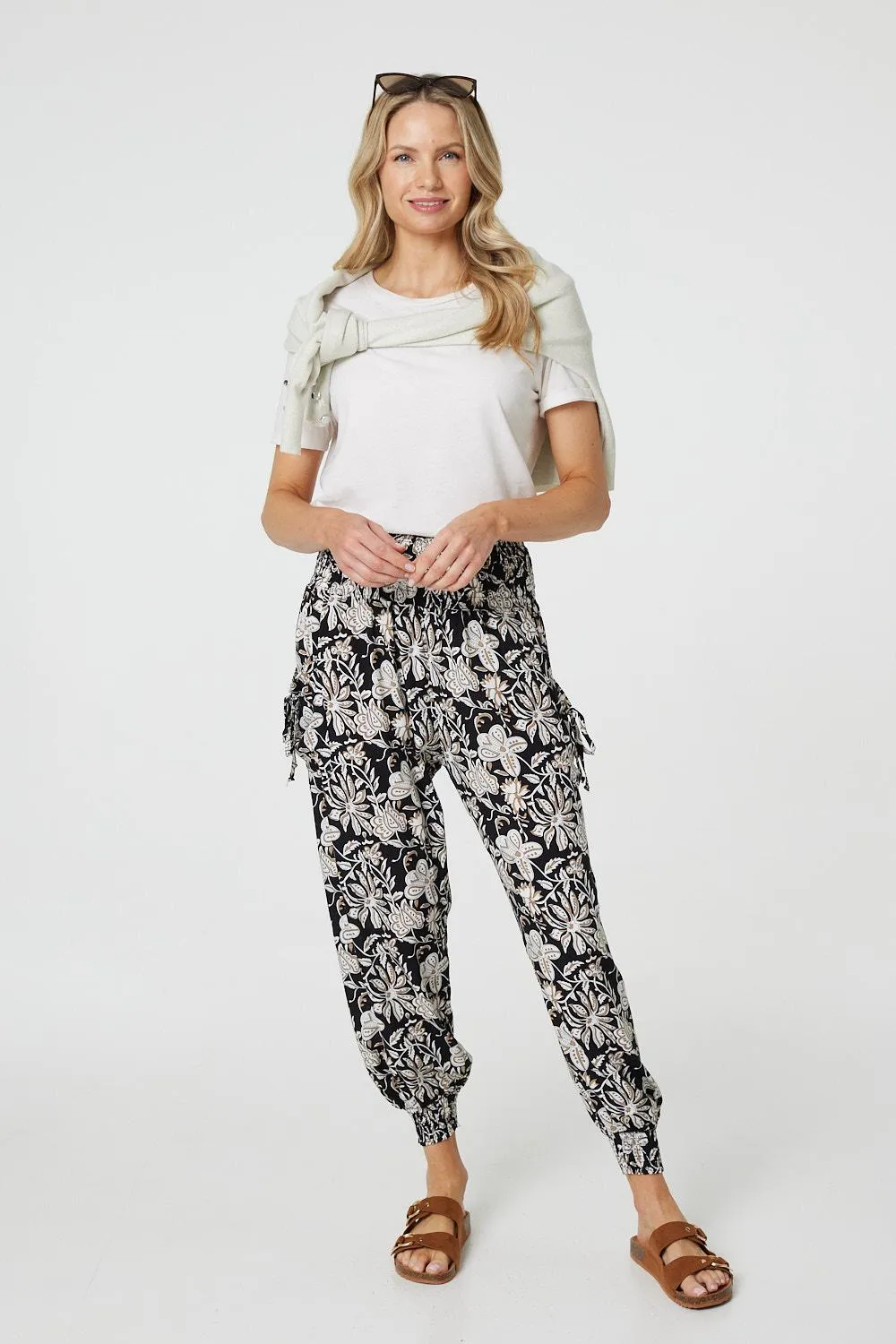 Floral Print Relaxed Harem Pants