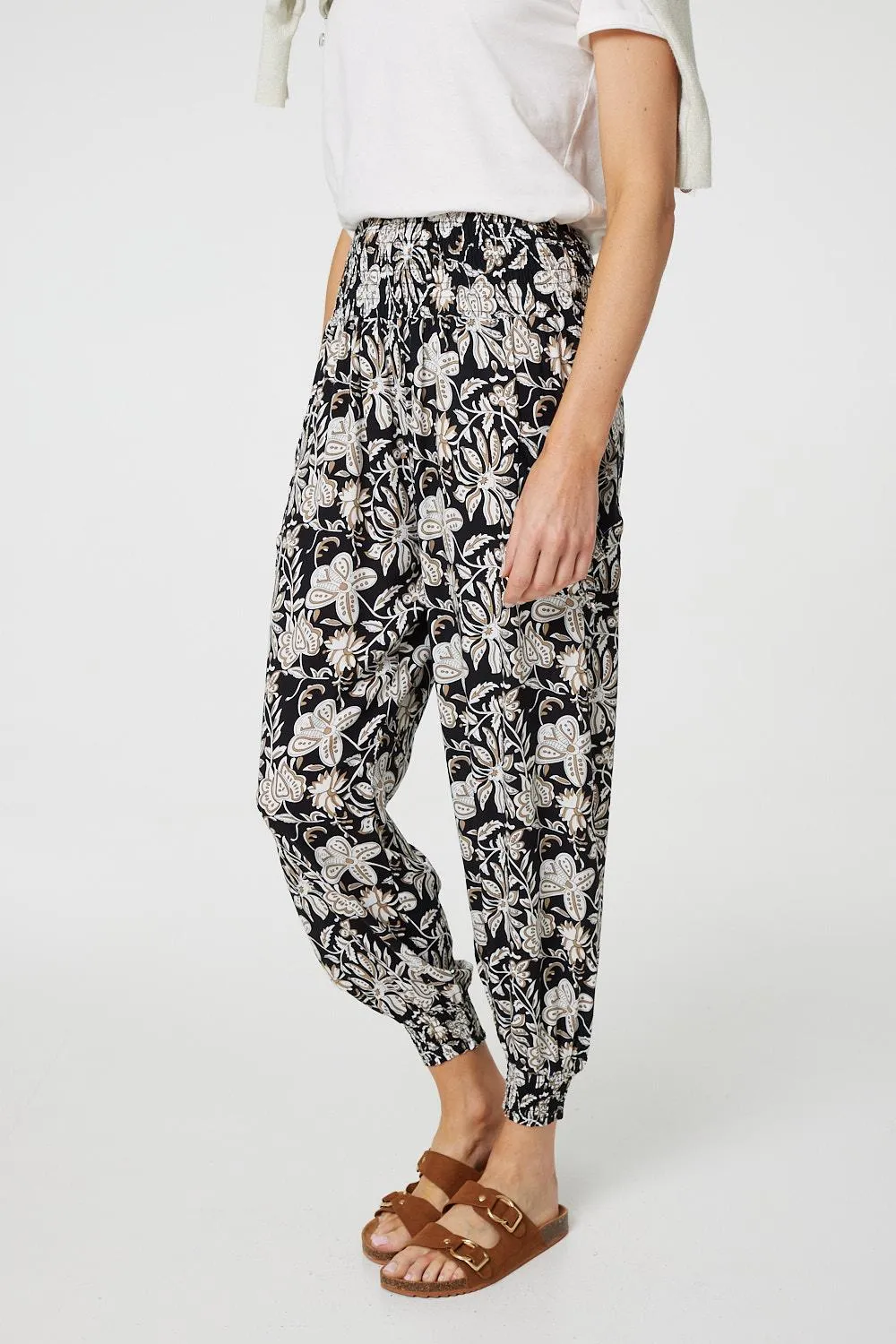 Floral Print Relaxed Harem Pants