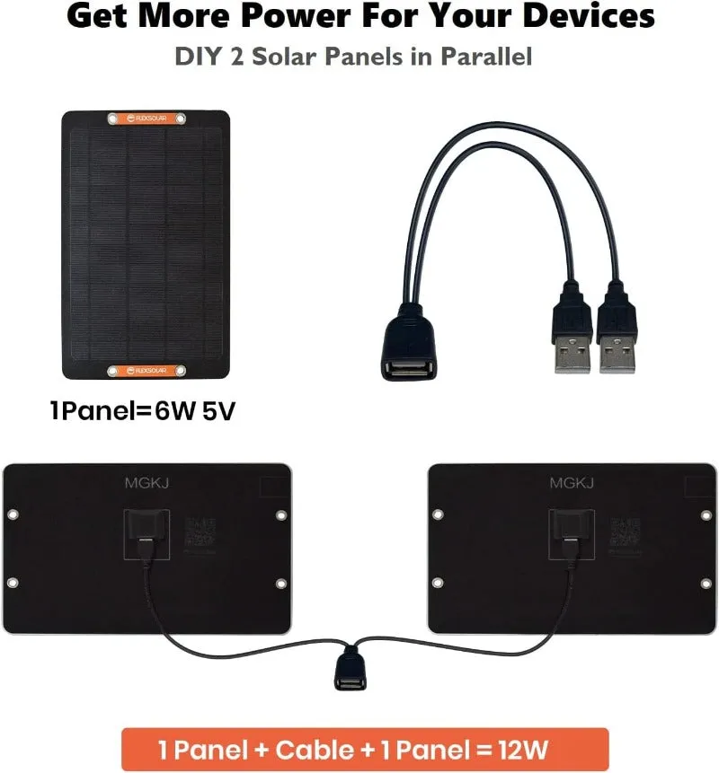 FXSolar™ Mini Solar Panel: 6W/5V, Outdoor USB Battery Charger, Camera/Phone