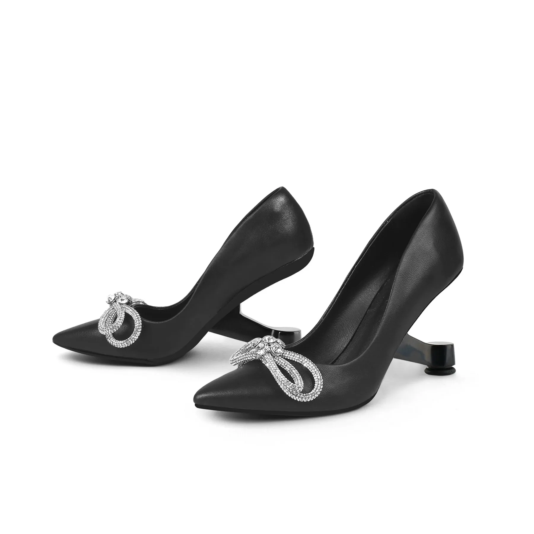 Gem-Embellished Bow-Tie Pumps