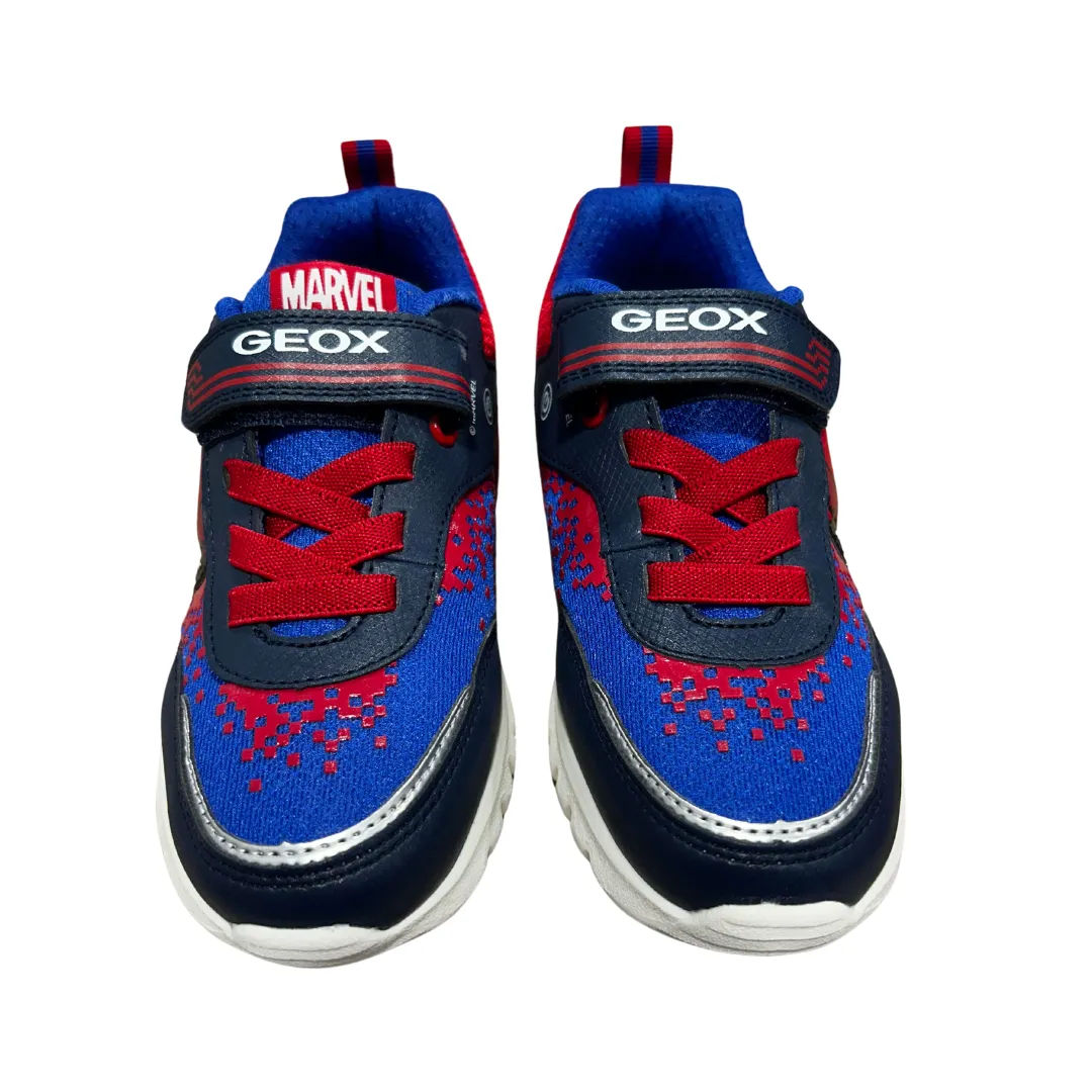 Geox Boys Trainer Ciberdron Spiderman Light Up Navy/Red