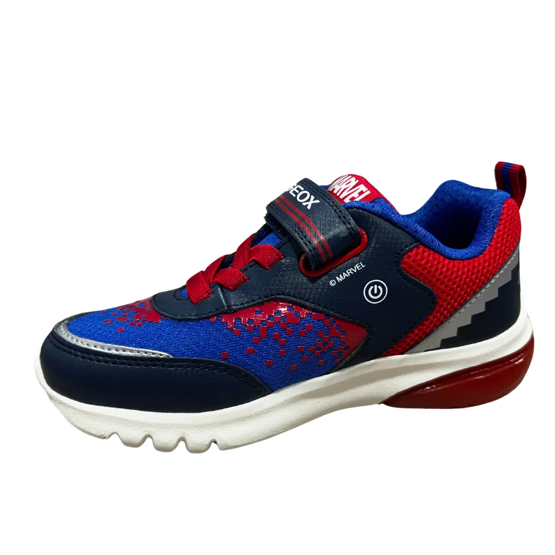 Geox Boys Trainer Ciberdron Spiderman Light Up Navy/Red