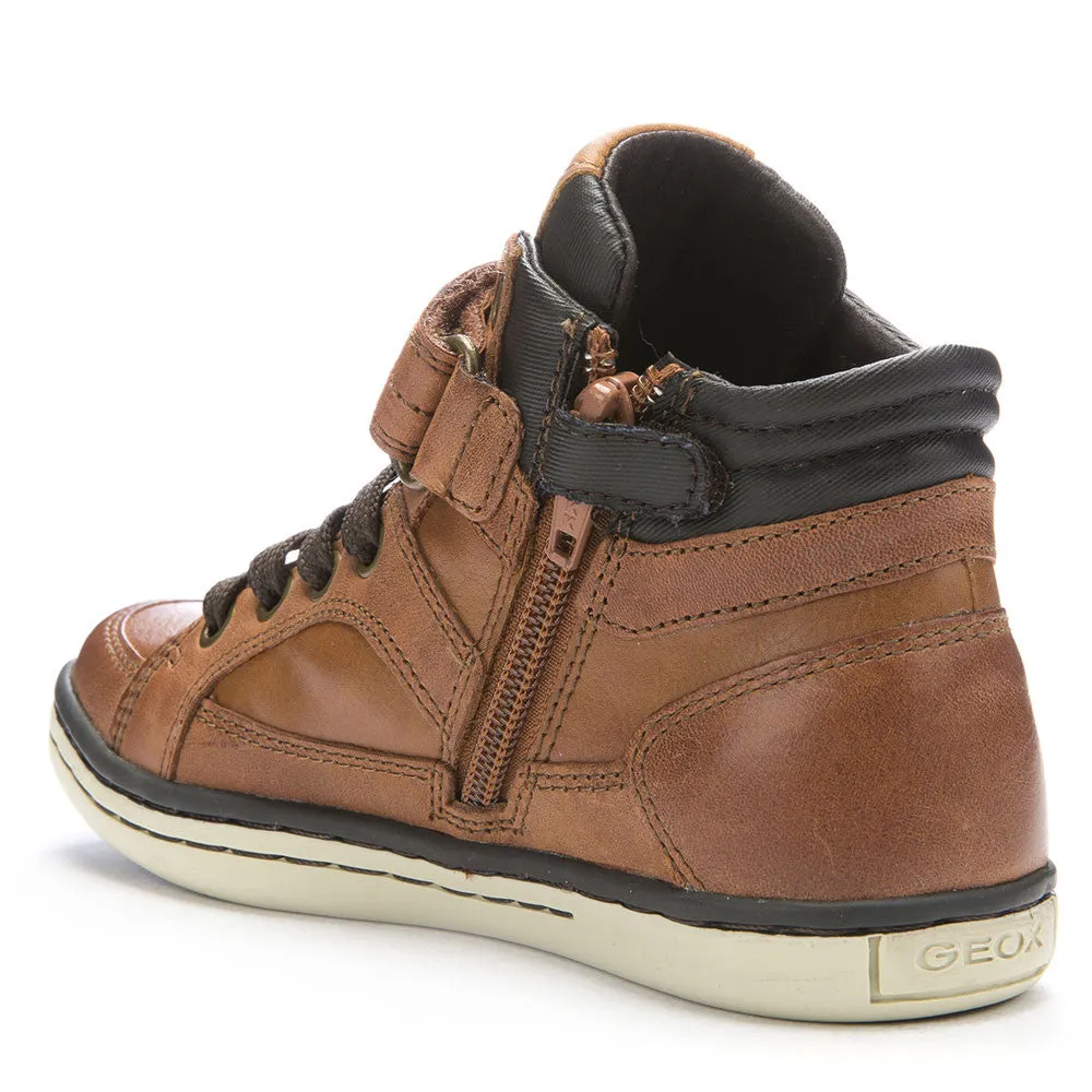 Geox J Garcia Tan Hi Top Ankle Boots