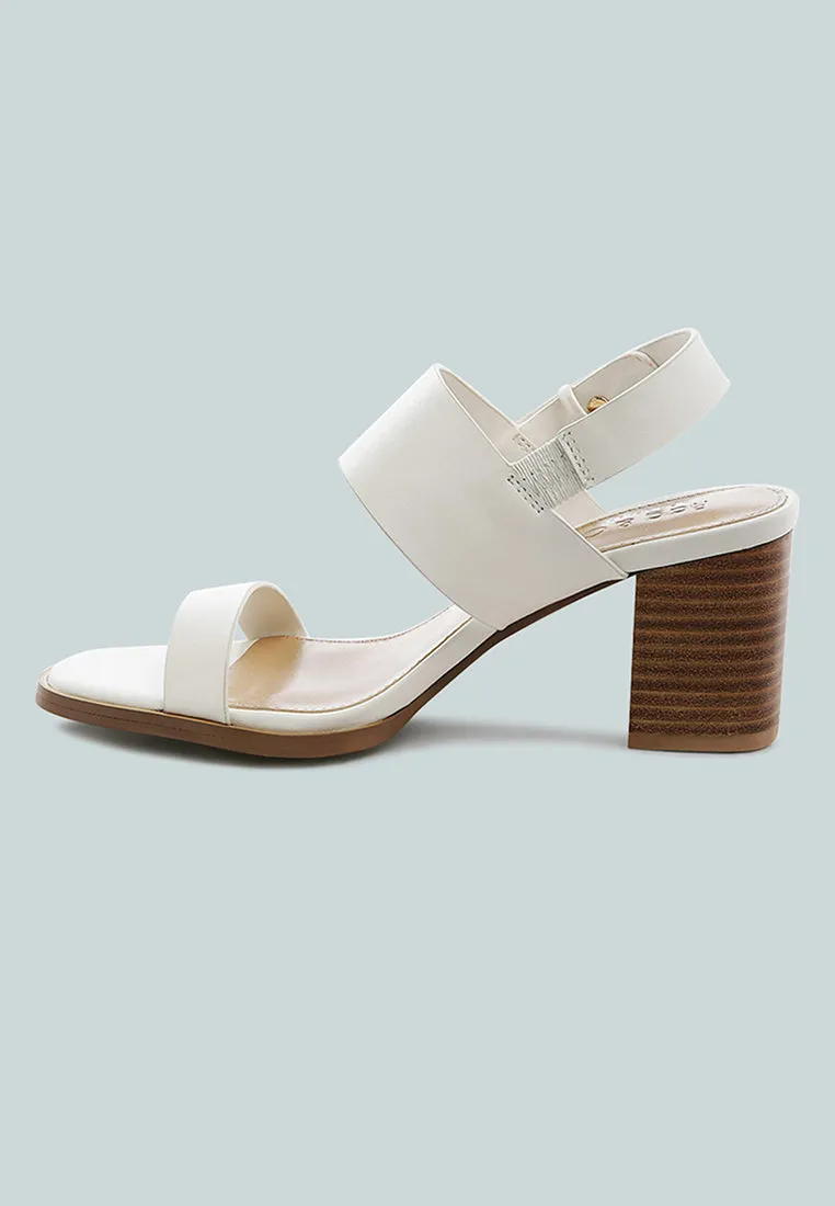 GERTUDE Slingback Block Heel Leather Sandal in White