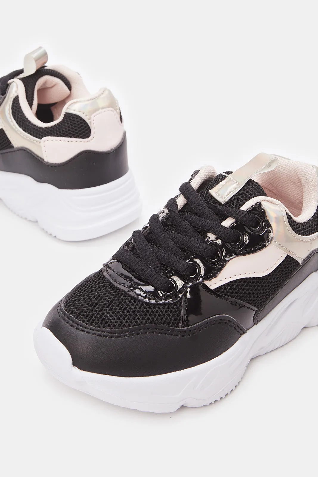 Girls Black Chunky Trainer