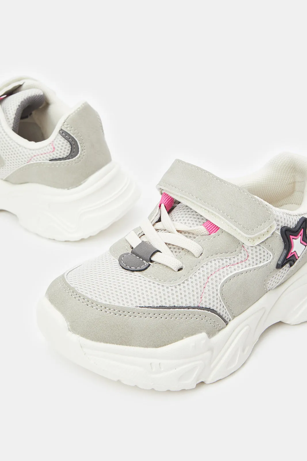 Girls Grey Patch Detail Trainer