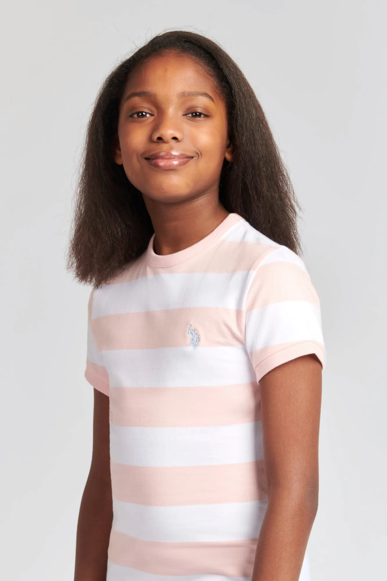 Girls Striped T-Shirt Dress in Crystal Rose