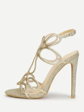 Glitter Design High Heel Sandals