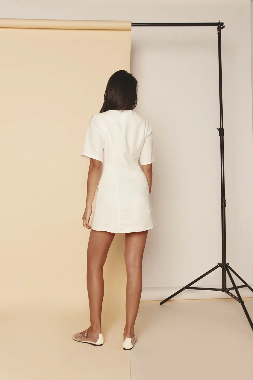 Grace Linen Mini Dress White