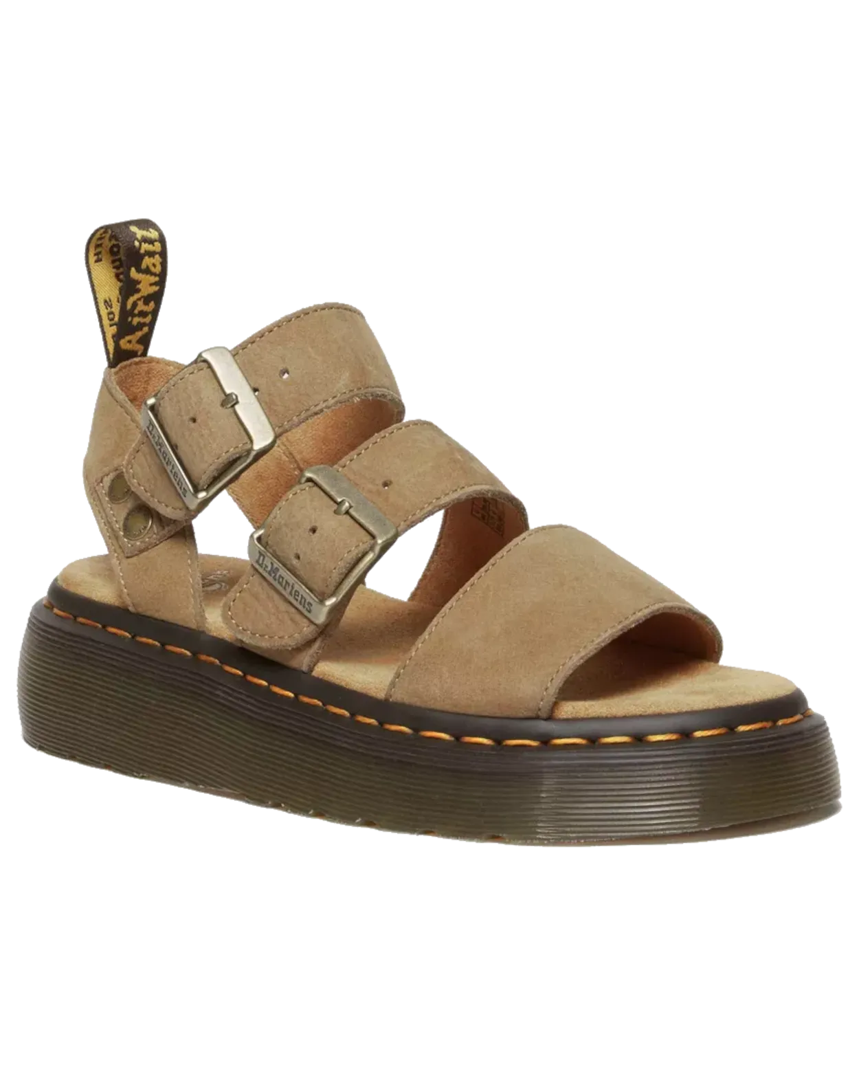 Gryphon Tumbled Nubuck Leather Platform Sandals in Savannah Tan