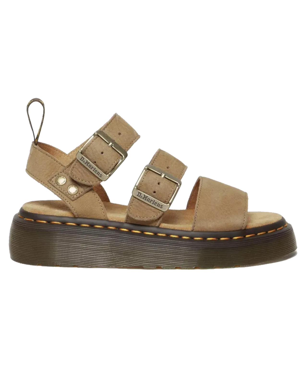 Gryphon Tumbled Nubuck Leather Platform Sandals in Savannah Tan