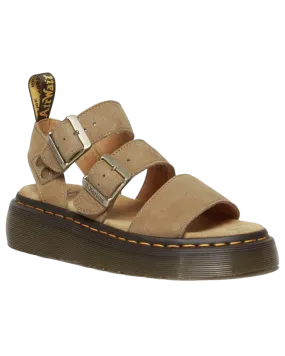 Gryphon Tumbled Nubuck Leather Platform Sandals in Savannah Tan