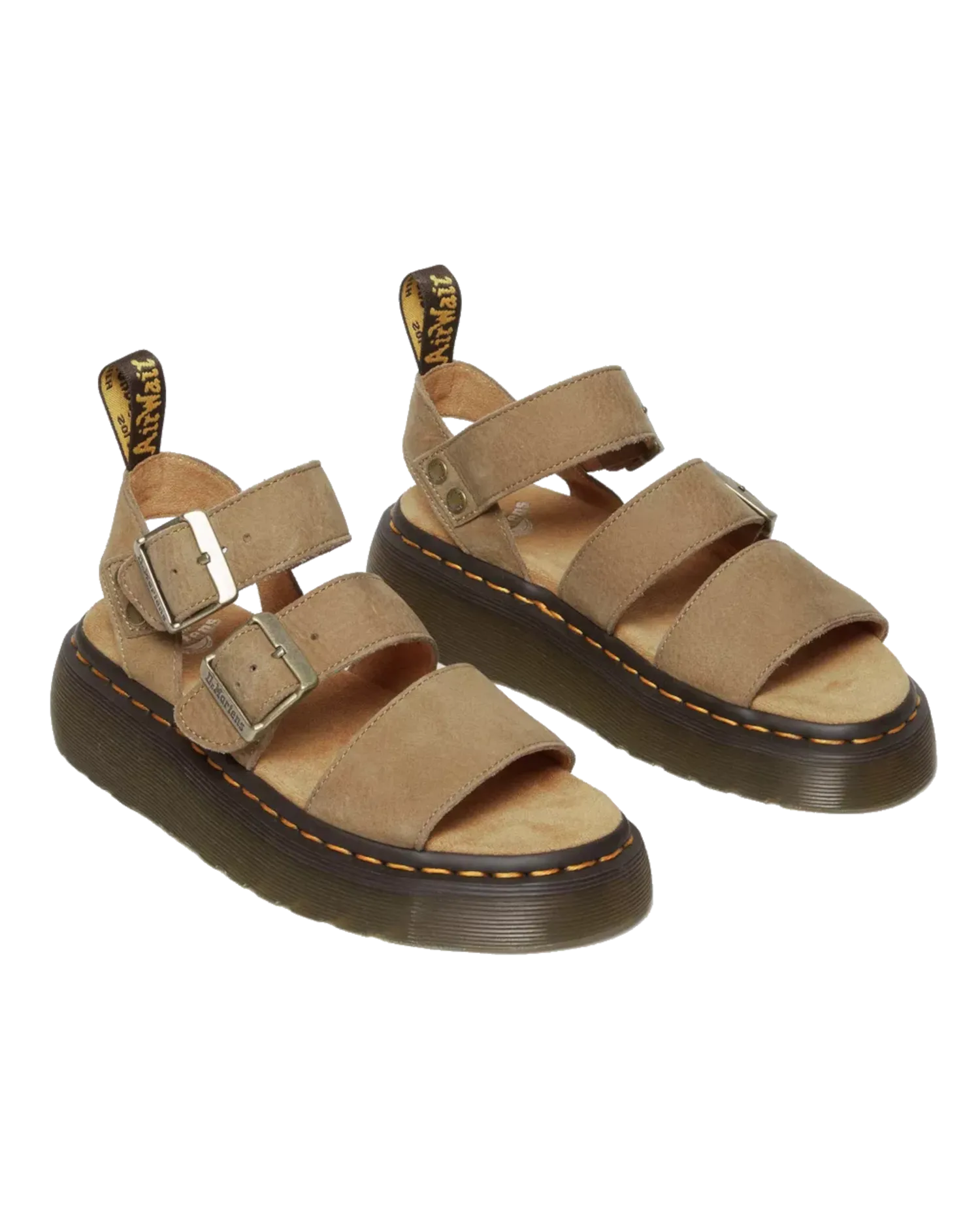 Gryphon Tumbled Nubuck Leather Platform Sandals in Savannah Tan