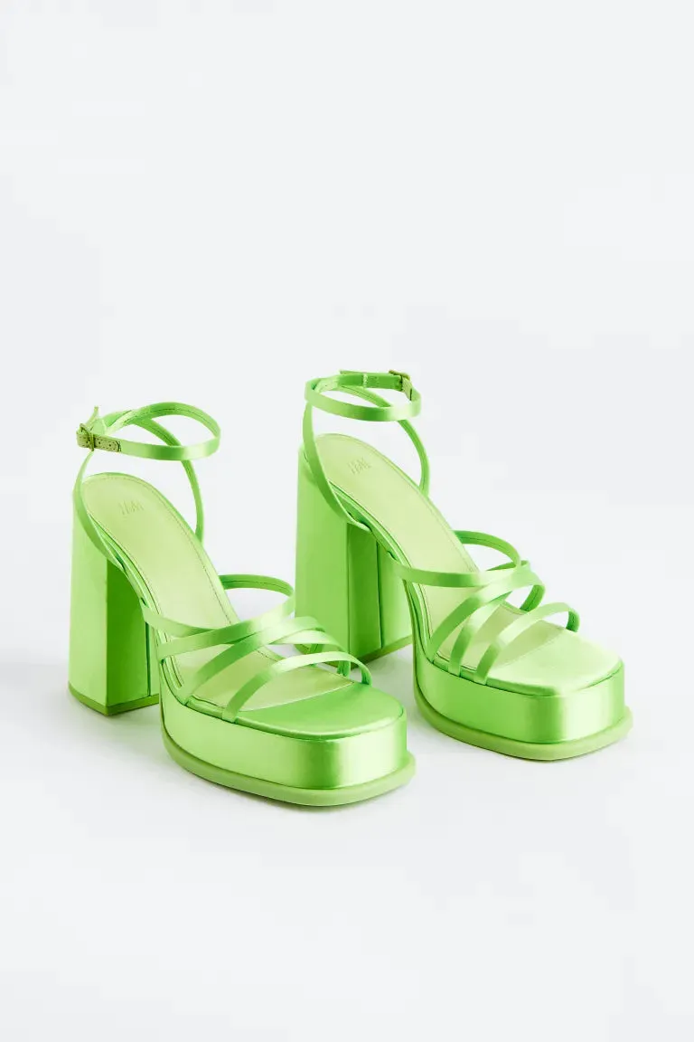 H&M platform sandals, bright green