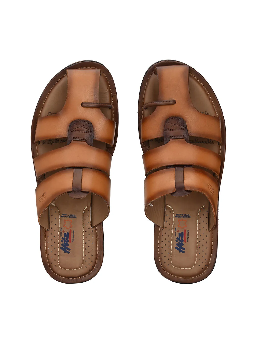 HITZ3411 Men's Tan Leather Daily Wear Open Slipper