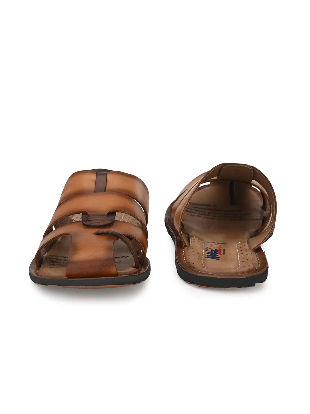 HITZ3411 Men's Tan Leather Daily Wear Open Slipper