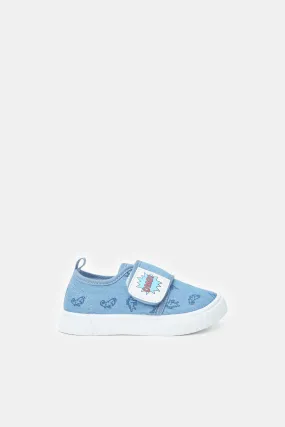 Infant Boys Blue Denim Printed Pump