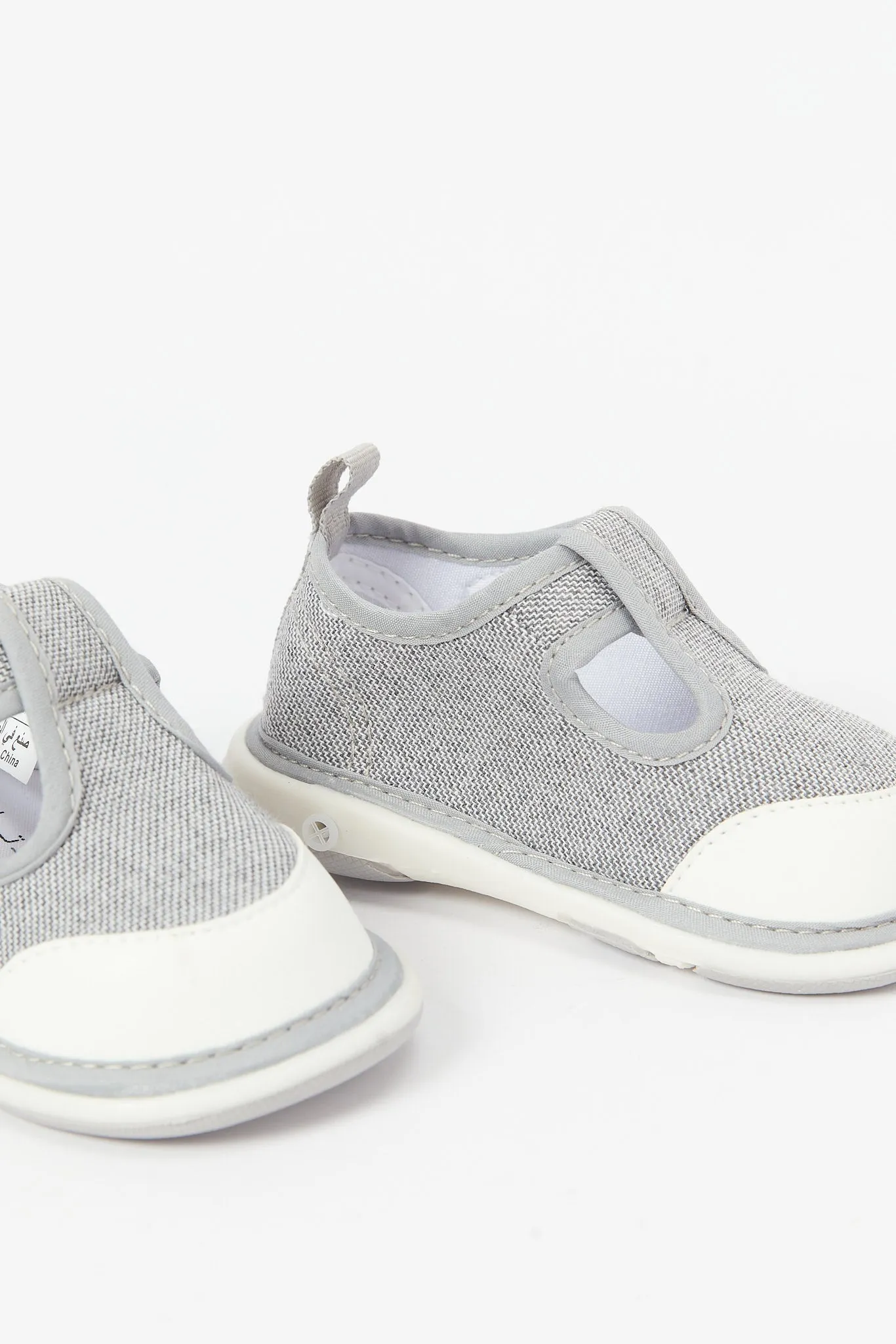 Infant Boys Grey Velcro Pump