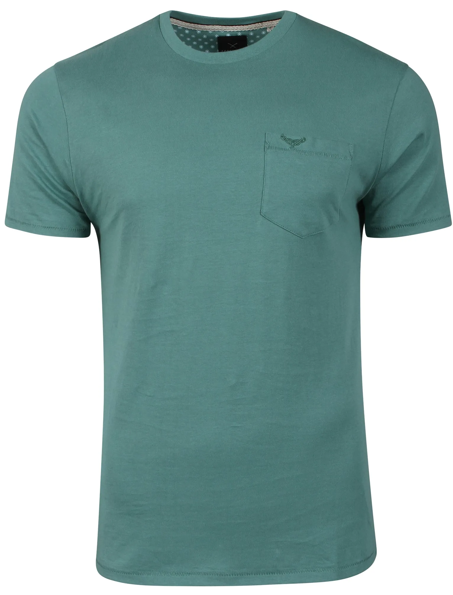 Jack Crew Neck Cotton T-Shirt with Chest Pocket in Sea Green