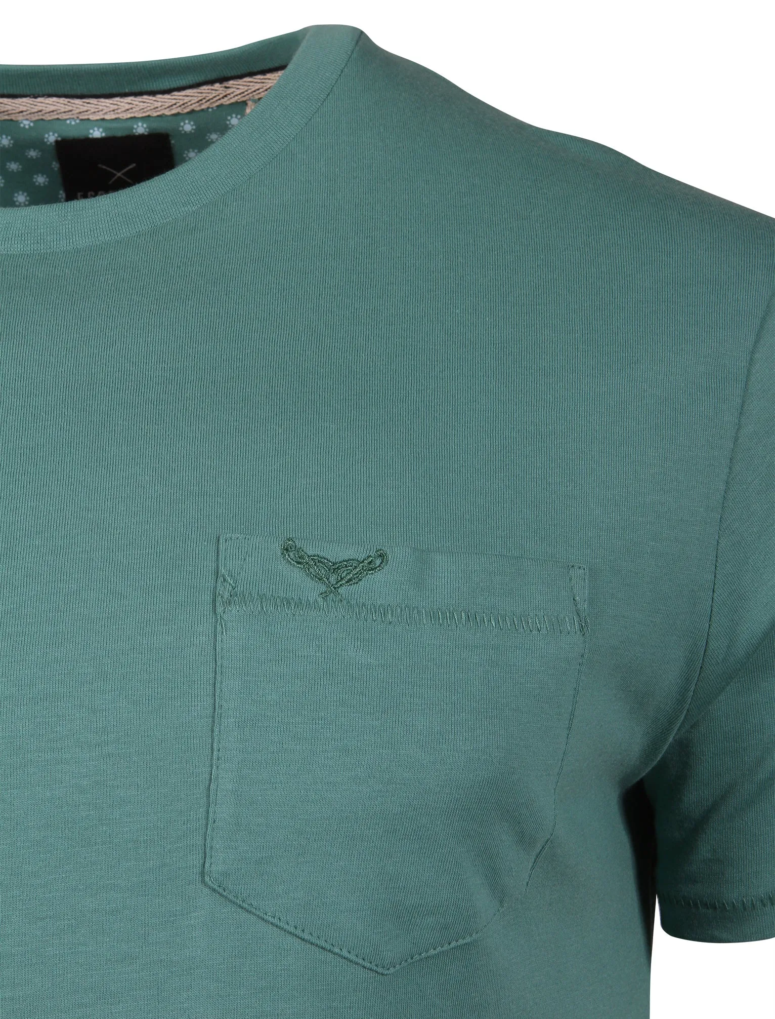 Jack Crew Neck Cotton T-Shirt with Chest Pocket in Sea Green