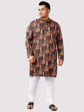 Jashn Printed Red White Kurta Men's Plus Size