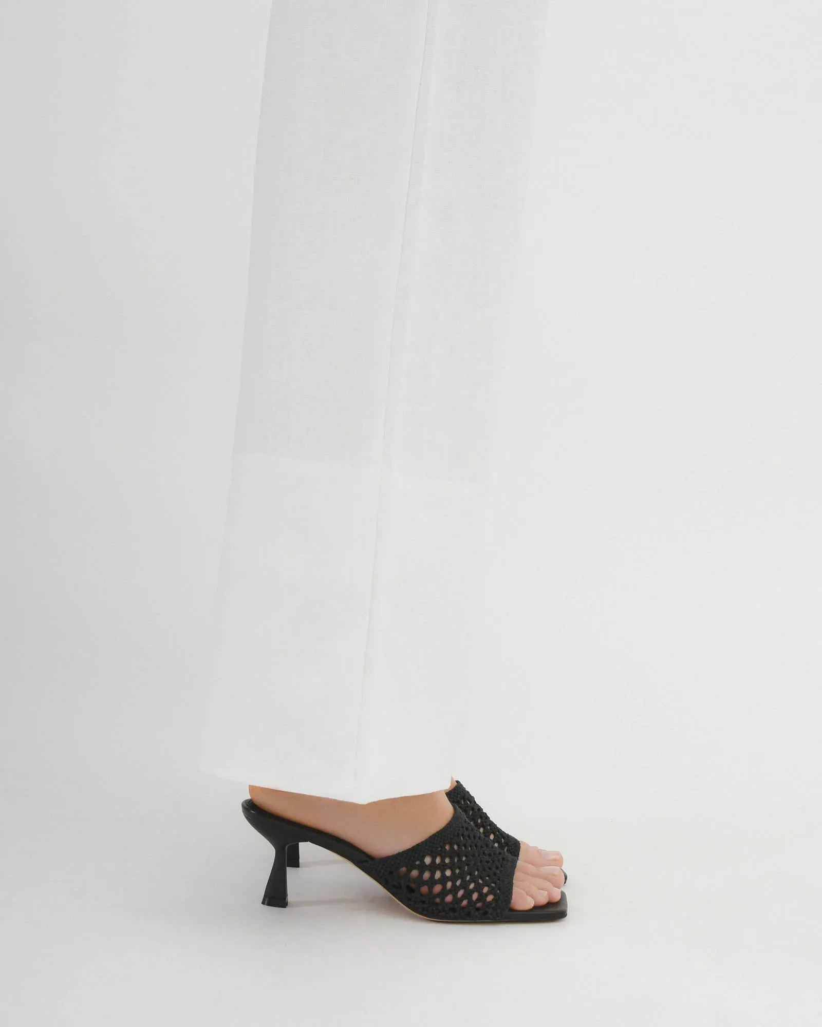 JORDYN MID HEEL SANDALS BLACK TEXTILE