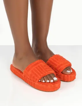 Juicy Orange Terry Towelling Slider Slippers