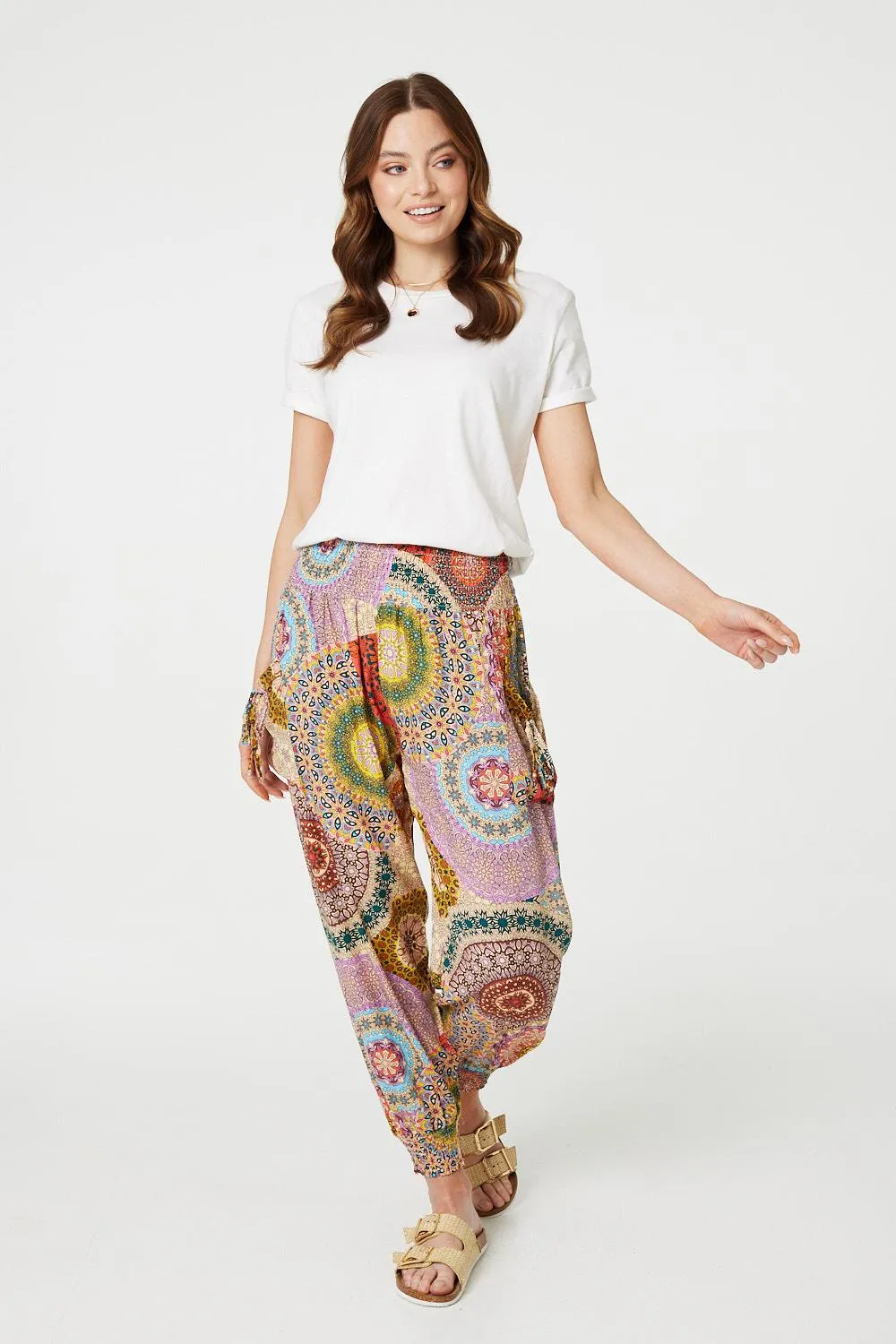 Kaleidoscope Print High Rise Harem Pants