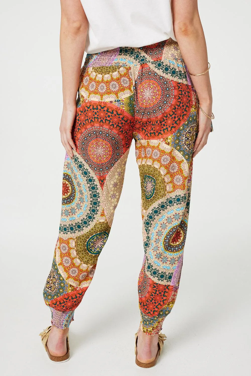 Kaleidoscope Print High Rise Harem Pants