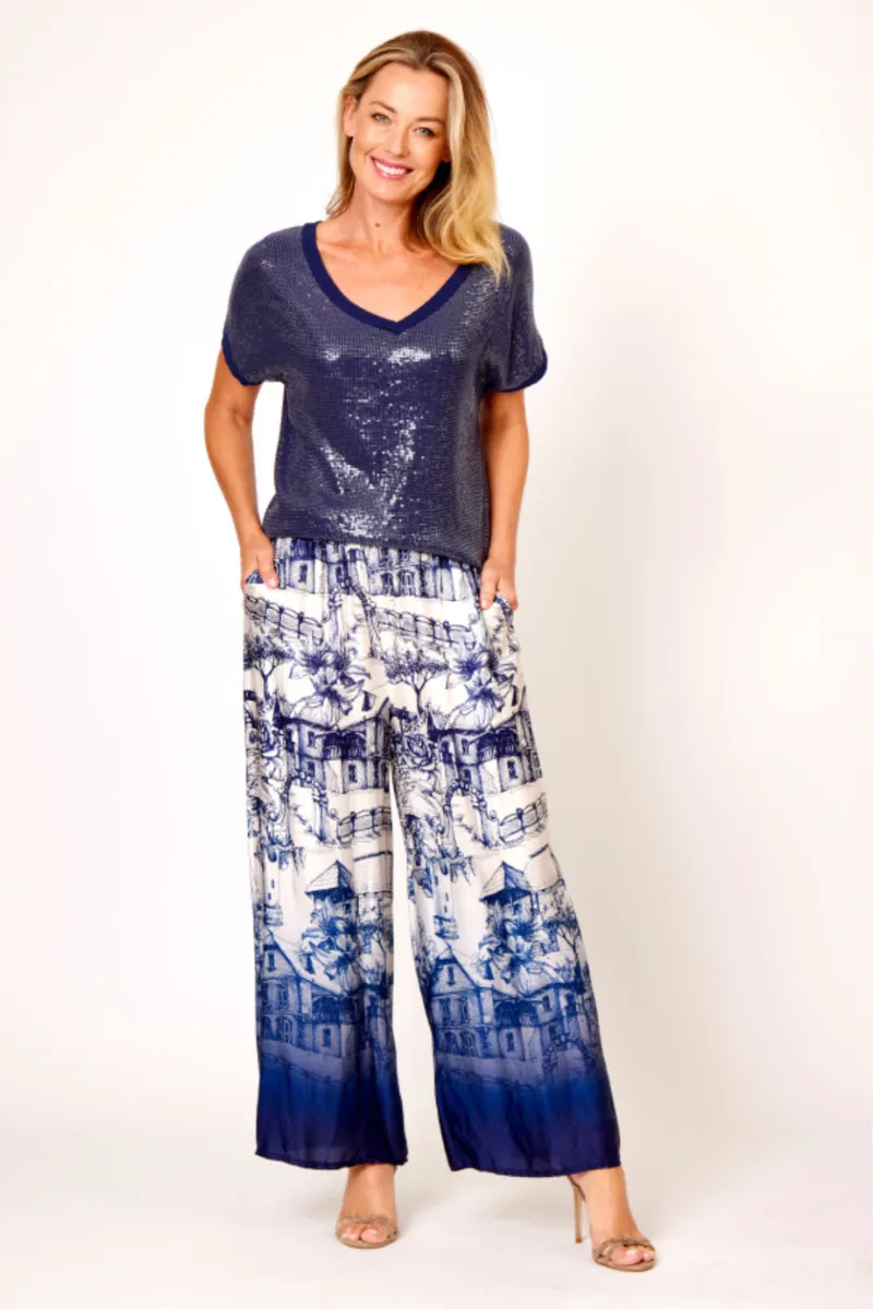 La Strada 100% Viscos Country Cottage Print Pants