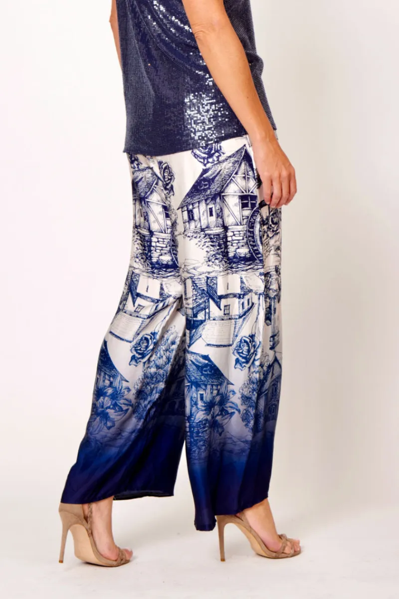 La Strada 100% Viscos Country Cottage Print Pants