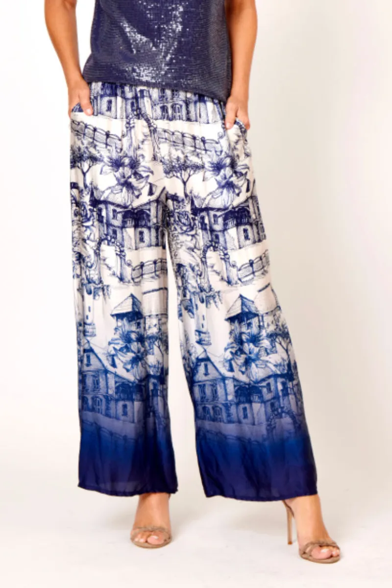 La Strada 100% Viscos Country Cottage Print Pants