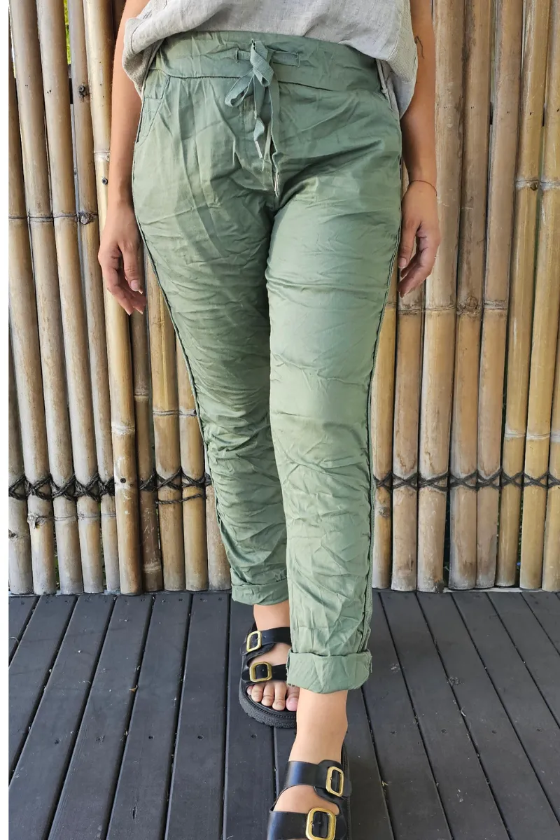 La Strada Jogger Cotton Elastane Pants - Military