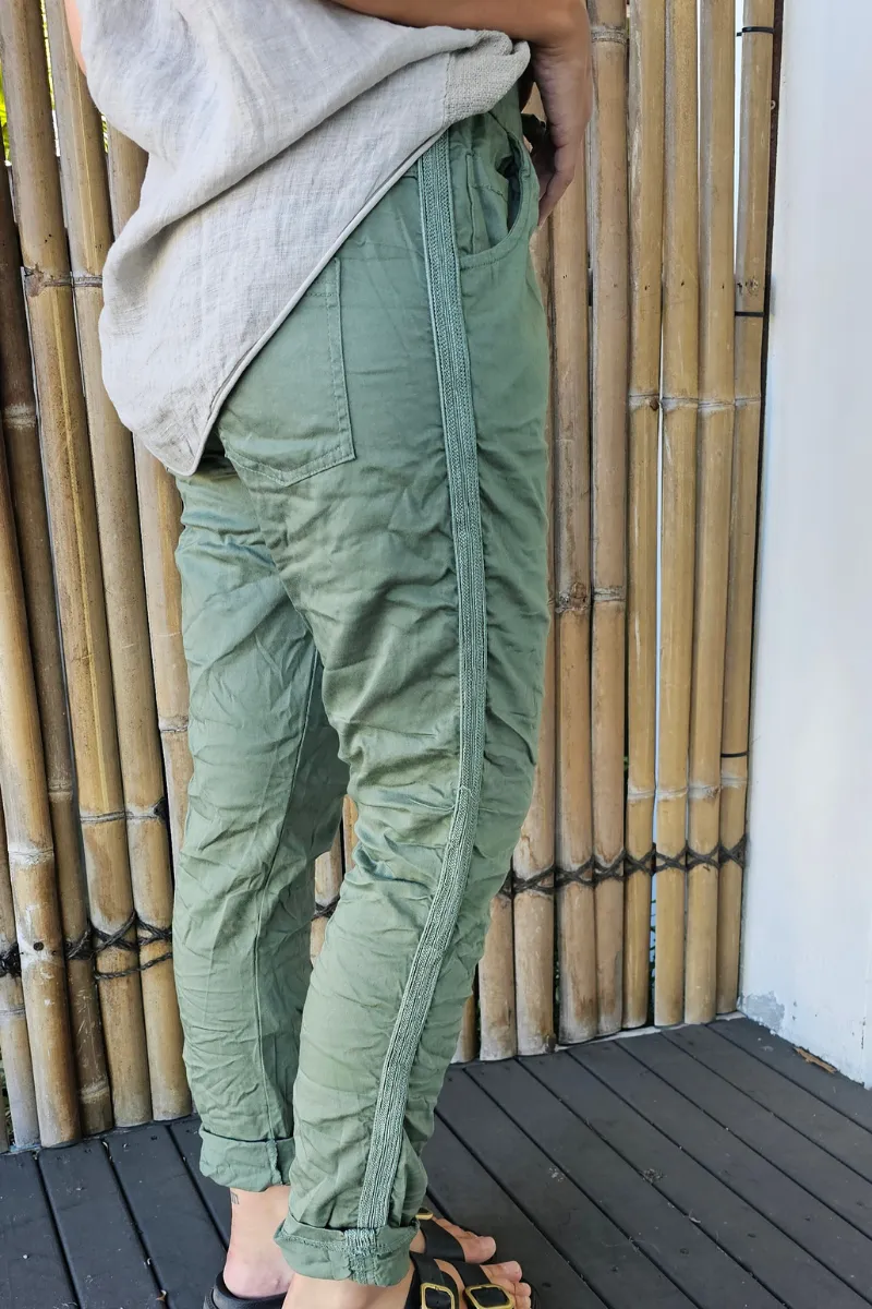 La Strada Jogger Cotton Elastane Pants - Military