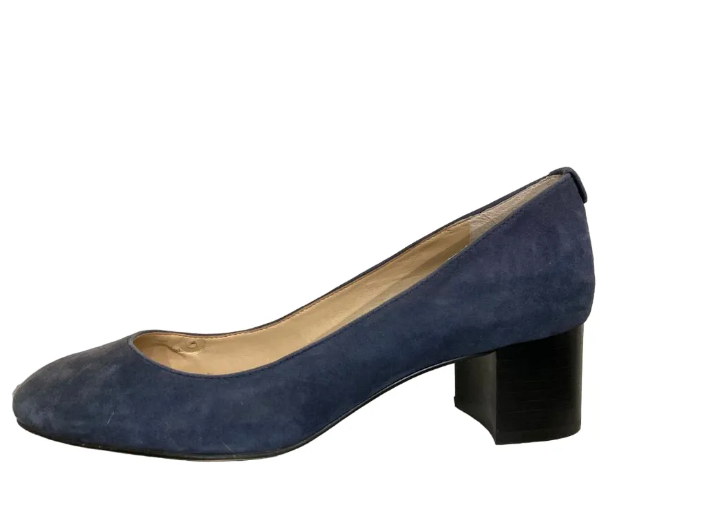 Lands End Blue Toe Pumps Navy Blue Suede