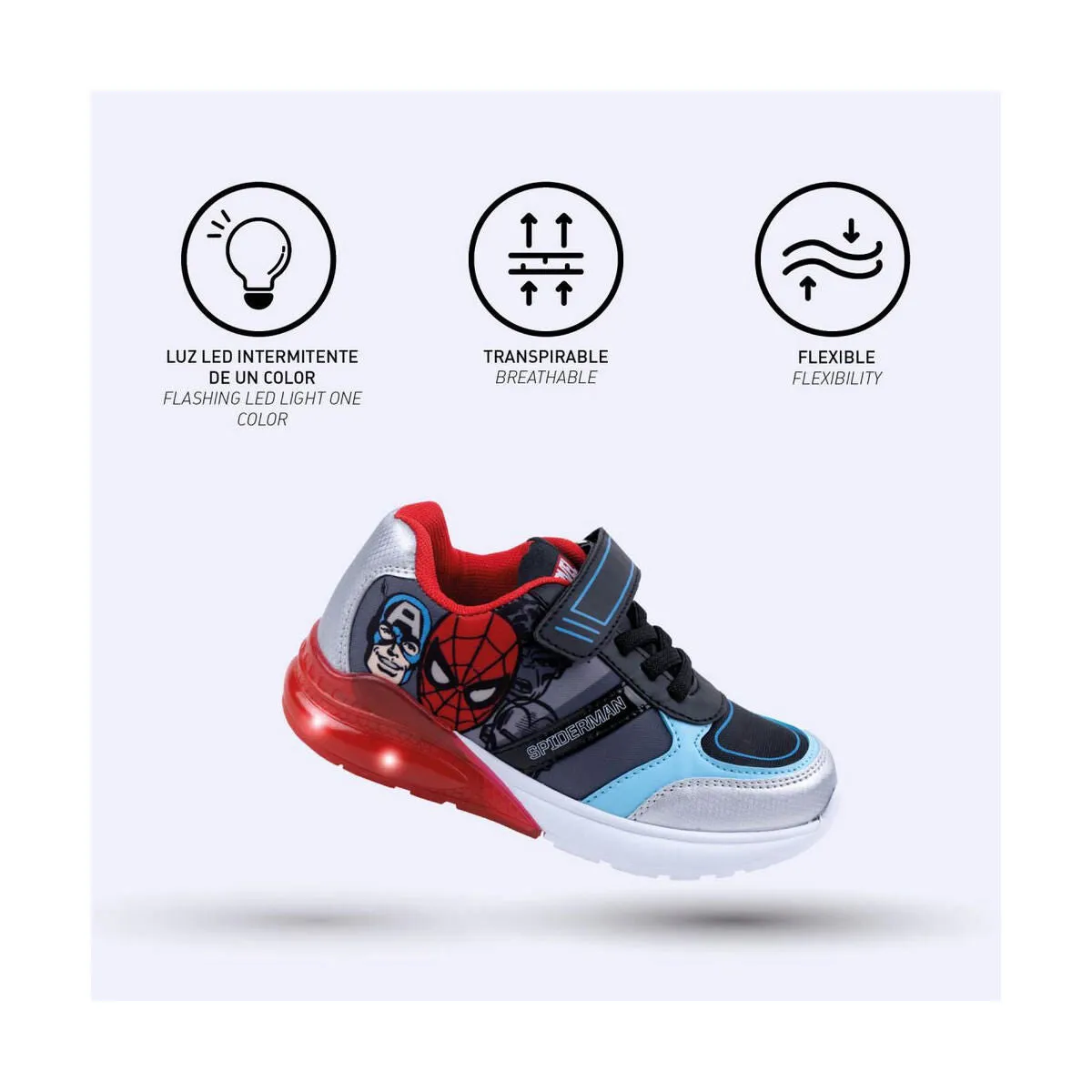 LED Trainers The Avengers Blue Red