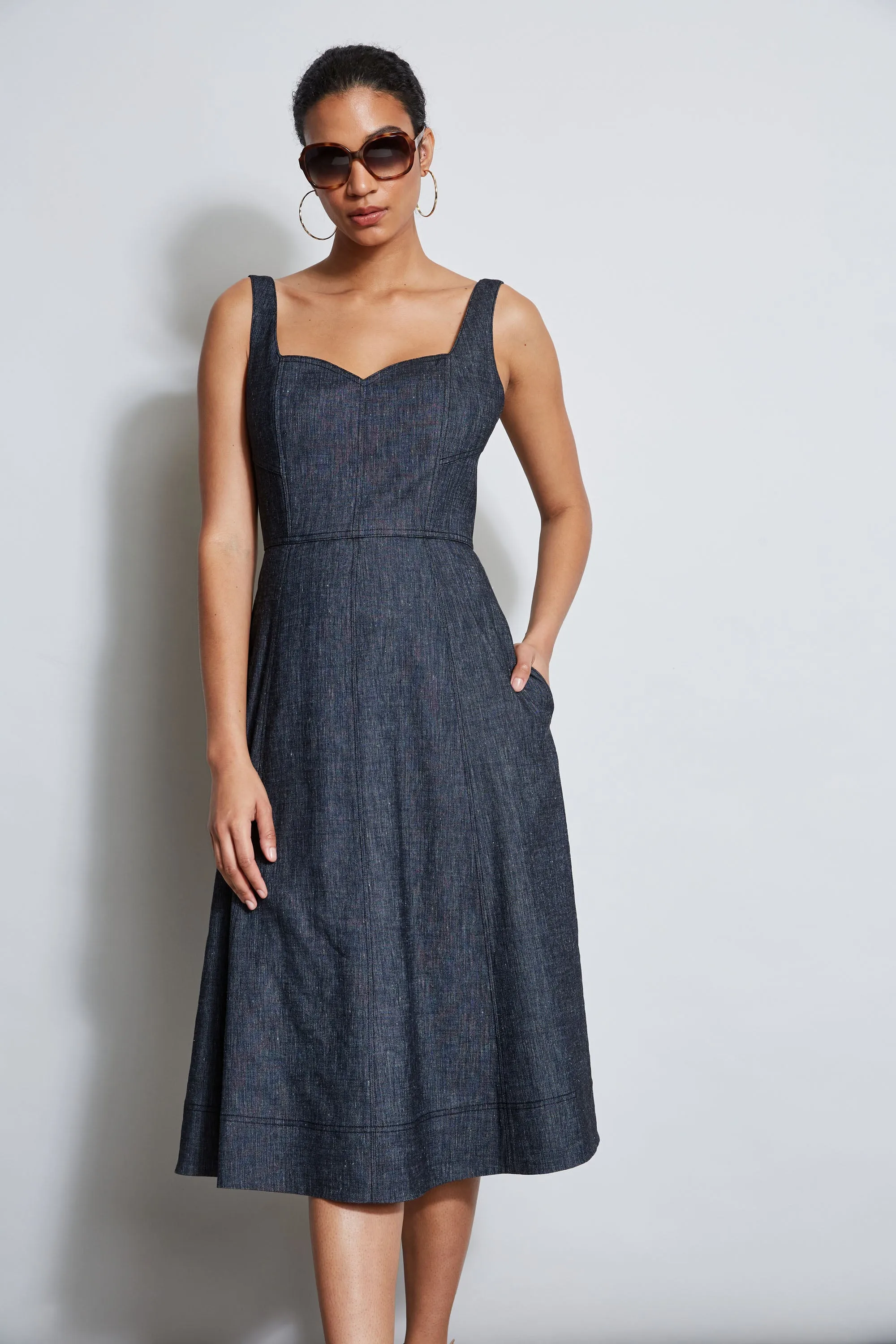 Linen Fit & Flare Contour Dress